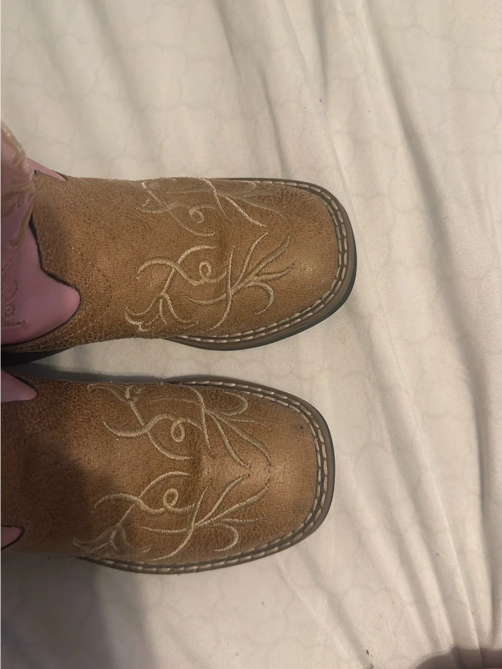 Old West Pink & Brown Girls Western Pull-On Boots